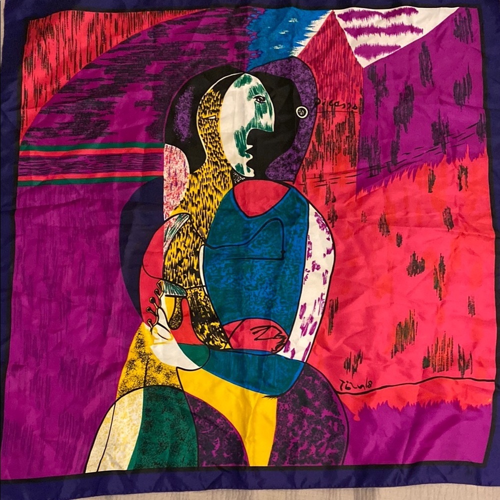 Color Message Hand made  Picasso Print  silk scarf